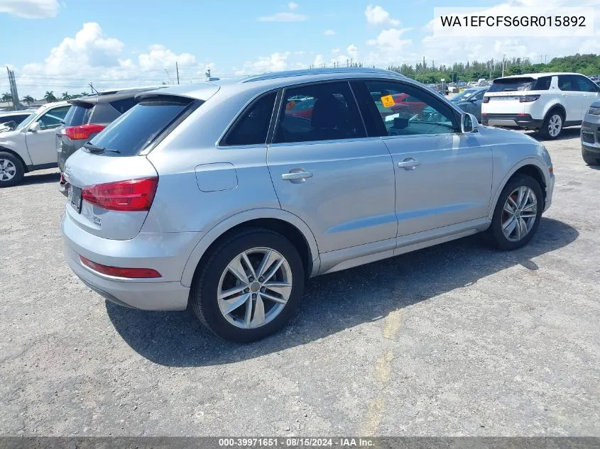 2016 Audi Q3 2.0T Premium Plus VIN: WA1EFCFS6GR015892 Lot: 39971651