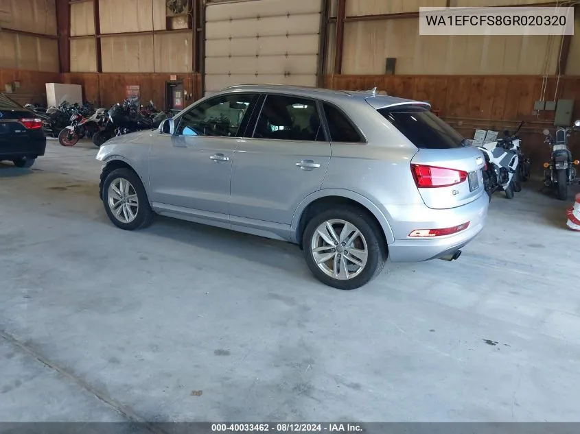 2016 Audi Q3 2.0T Premium Plus VIN: WA1EFCFS8GR020320 Lot: 40033462