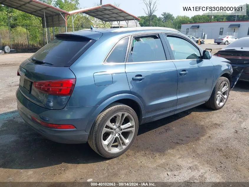 WA1EFCFS3GR000931 2016 Audi Q3 2.0T Premium Plus