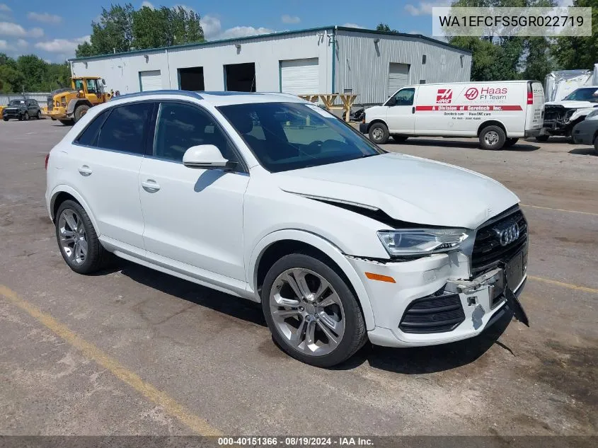 2016 Audi Q3 2.0T Premium Plus VIN: WA1EFCFS5GR022719 Lot: 40151366