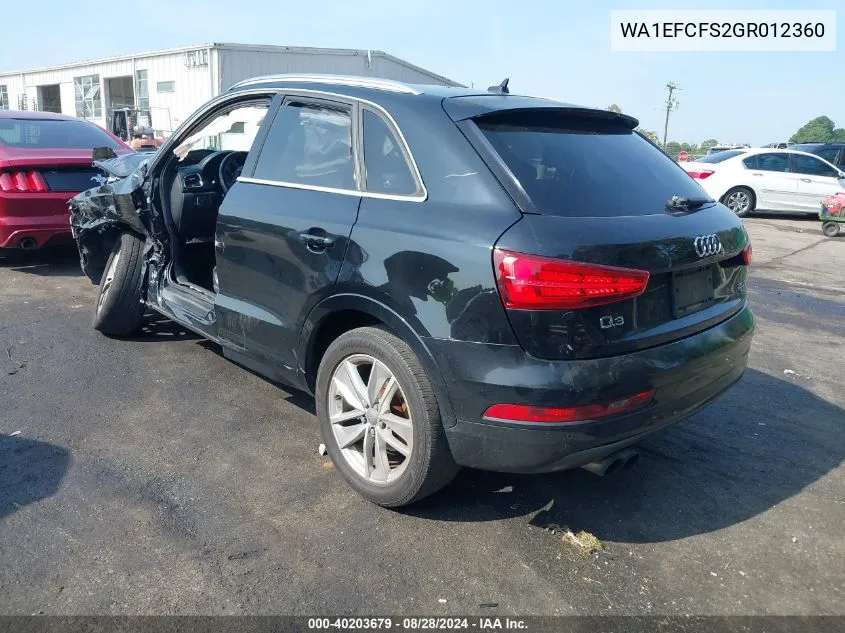 2016 Audi Q3 2.0T Premium Plus VIN: WA1EFCFS2GR012360 Lot: 40203679