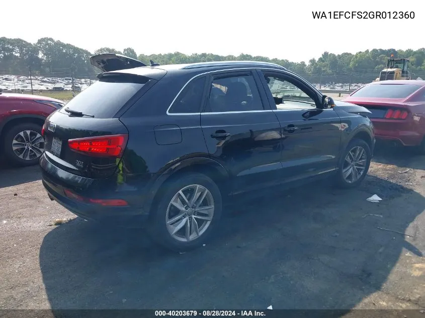 2016 Audi Q3 2.0T Premium Plus VIN: WA1EFCFS2GR012360 Lot: 40203679