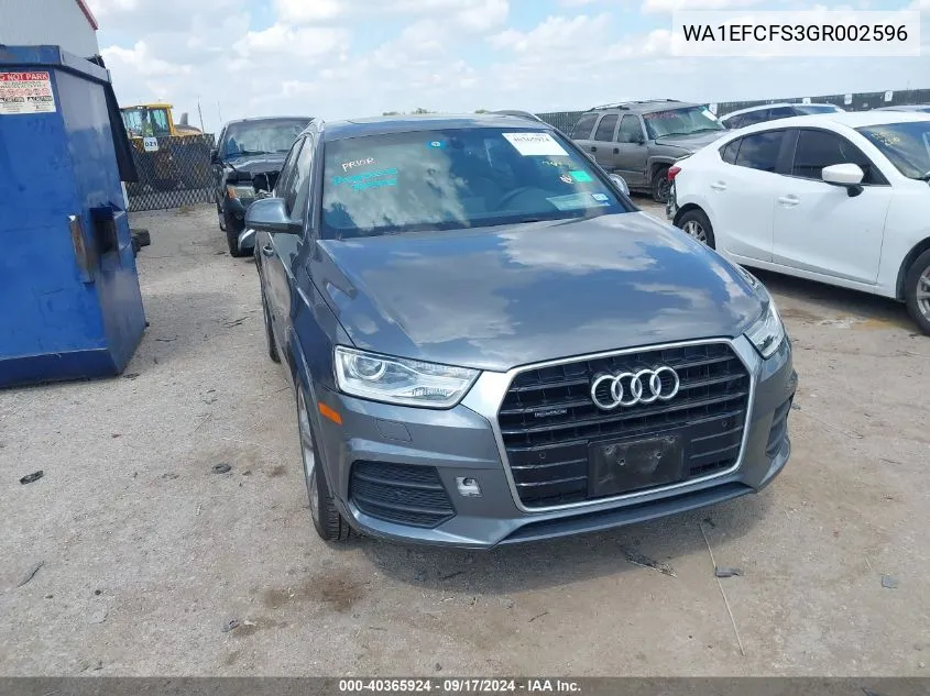 2016 Audi Q3 2.0T Premium Plus VIN: WA1EFCFS3GR002596 Lot: 40365924