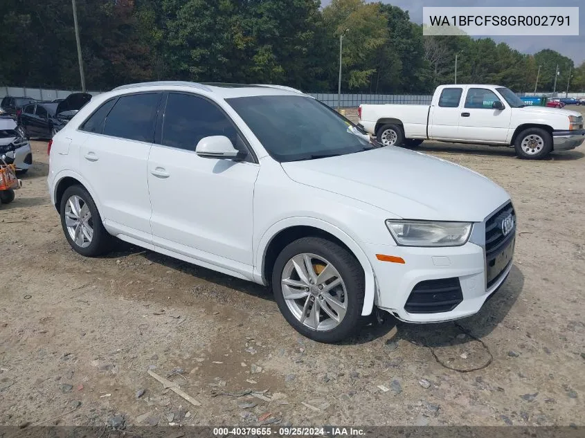 2016 Audi Q3 2.0T Premium Plus VIN: WA1BFCFS8GR002791 Lot: 40379655