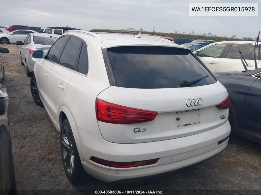 2016 Audi Q3 Premium Plus VIN: WA1EFCFS5GR015978 Lot: 40503806