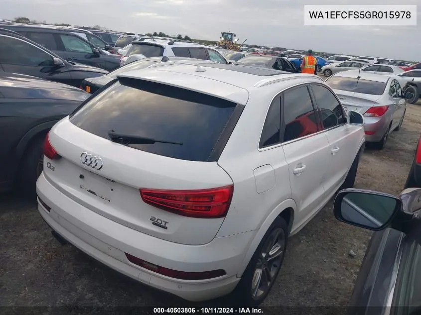 2016 Audi Q3 Premium Plus VIN: WA1EFCFS5GR015978 Lot: 40503806