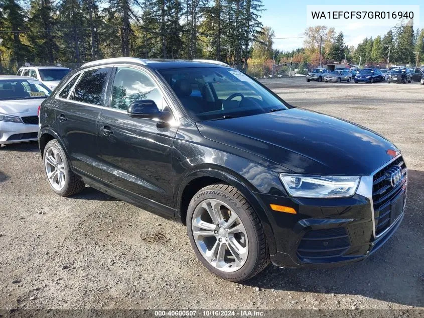 2016 Audi Q3 2.0T Premium Plus VIN: WA1EFCFS7GR016940 Lot: 40600507