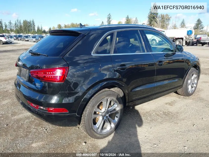 2016 Audi Q3 2.0T Premium Plus VIN: WA1EFCFS7GR016940 Lot: 40600507