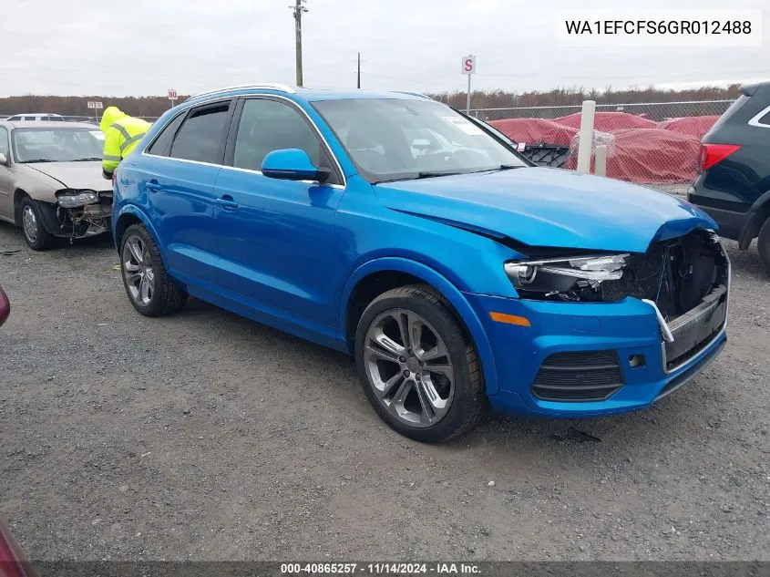 2016 Audi Q3 2.0T Premium Plus VIN: WA1EFCFS6GR012488 Lot: 40865257