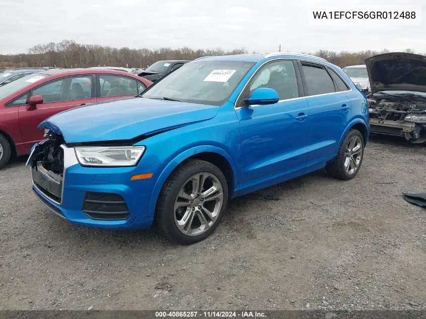 2016 Audi Q3 2.0T Premium Plus VIN: WA1EFCFS6GR012488 Lot: 40865257