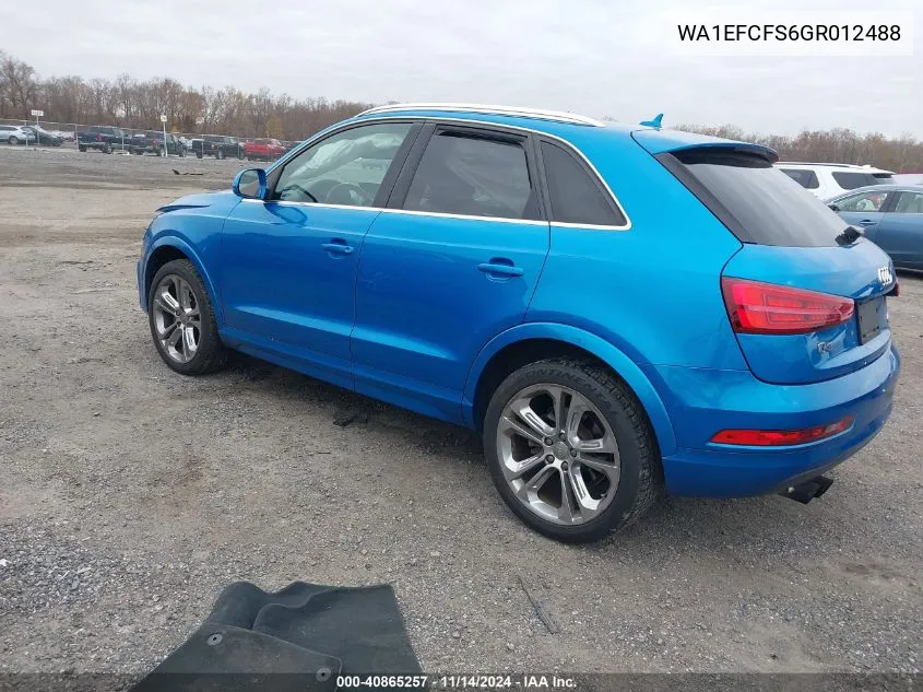 2016 Audi Q3 2.0T Premium Plus VIN: WA1EFCFS6GR012488 Lot: 40865257