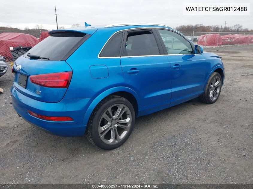 2016 Audi Q3 2.0T Premium Plus VIN: WA1EFCFS6GR012488 Lot: 40865257