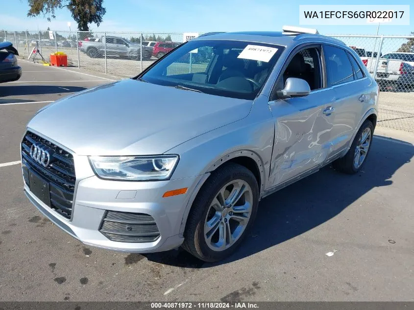 2016 Audi Q3 2.0T Premium Plus VIN: WA1EFCFS6GR022017 Lot: 40871972