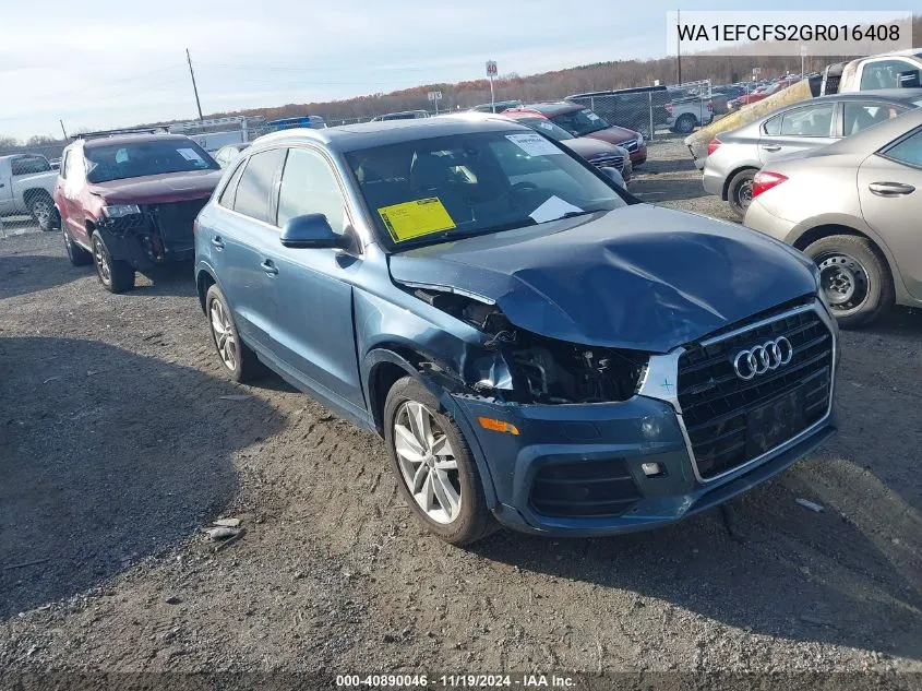 2016 Audi Q3 2.0T Premium Plus VIN: WA1EFCFS2GR016408 Lot: 40890046