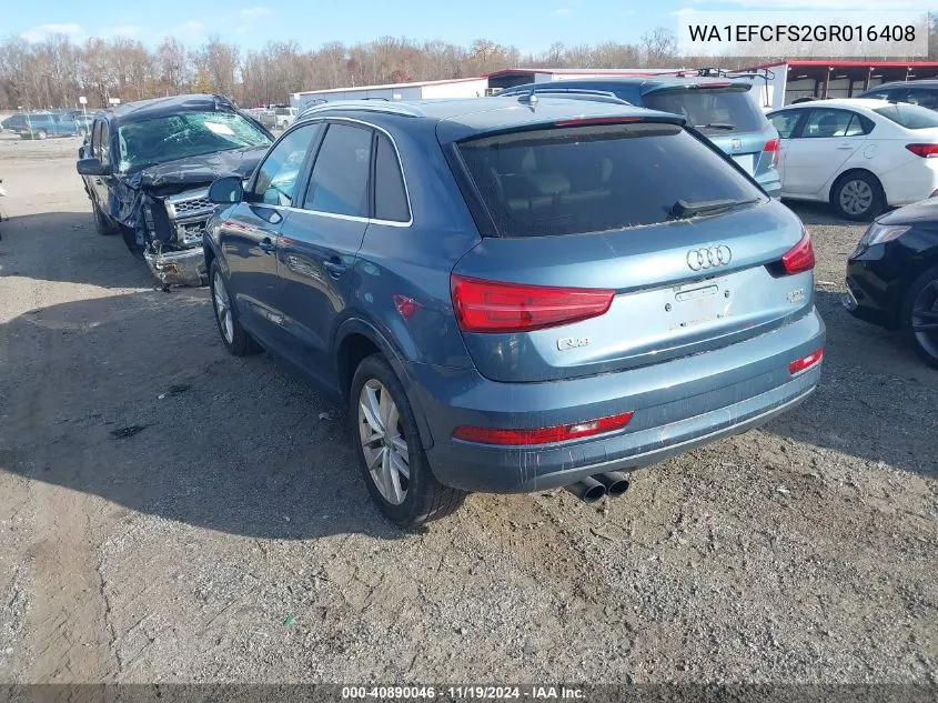 2016 Audi Q3 2.0T Premium Plus VIN: WA1EFCFS2GR016408 Lot: 40890046