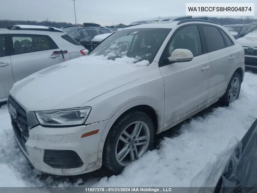 2017 Audi Q3 VIN: WA1BCCFS8HR004874 Lot: 11927278