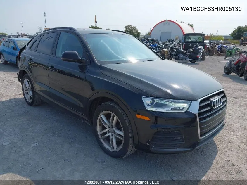 2017 Audi Q3 VIN: WA1BCCFS3HR006130 Lot: 12092861