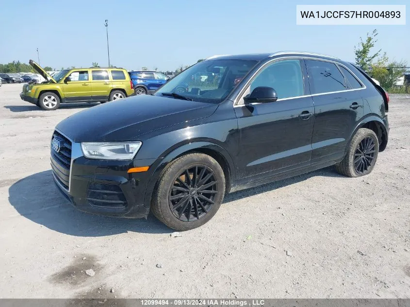 2017 Audi Q3 VIN: WA1JCCFS7HR004893 Lot: 12099494