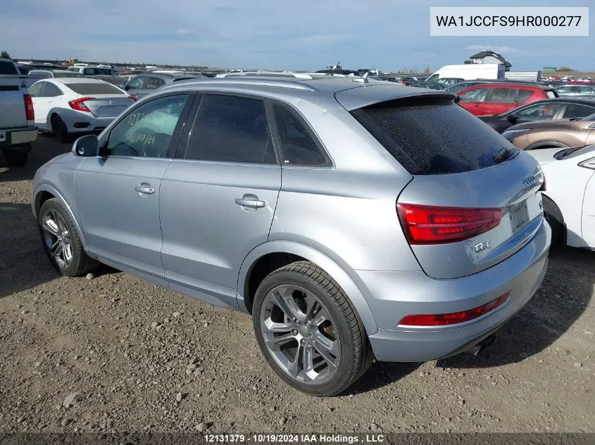 2017 Audi Q3 VIN: WA1JCCFS9HR000277 Lot: 12131379