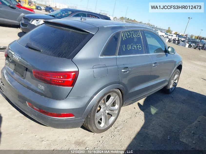 2017 Audi Q3 VIN: WA1JCCFS3HR012473 Lot: 12132203