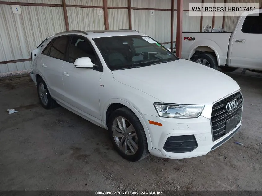 WA1BCCFS1HR017451 2017 Audi Q3 2.0T Premium