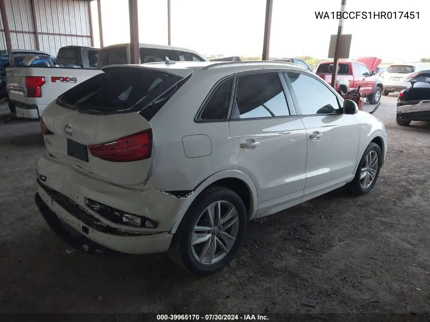 2017 Audi Q3 2.0T Premium VIN: WA1BCCFS1HR017451 Lot: 39965170