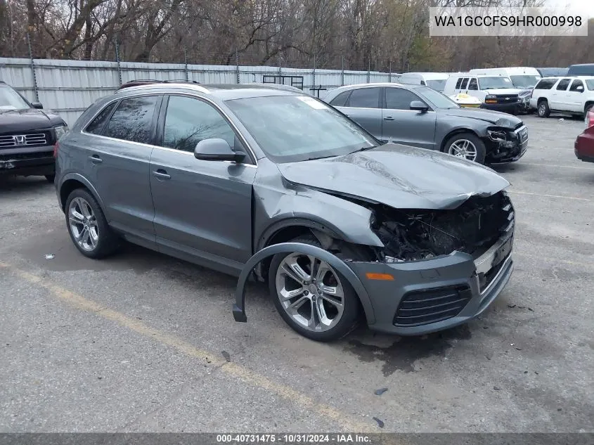 2017 Audi Q3 2.0T Premium VIN: WA1GCCFS9HR000998 Lot: 40731475