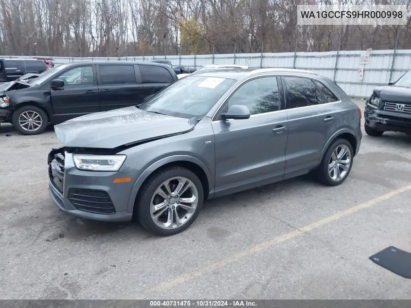 2017 Audi Q3 2.0T Premium VIN: WA1GCCFS9HR000998 Lot: 40731475