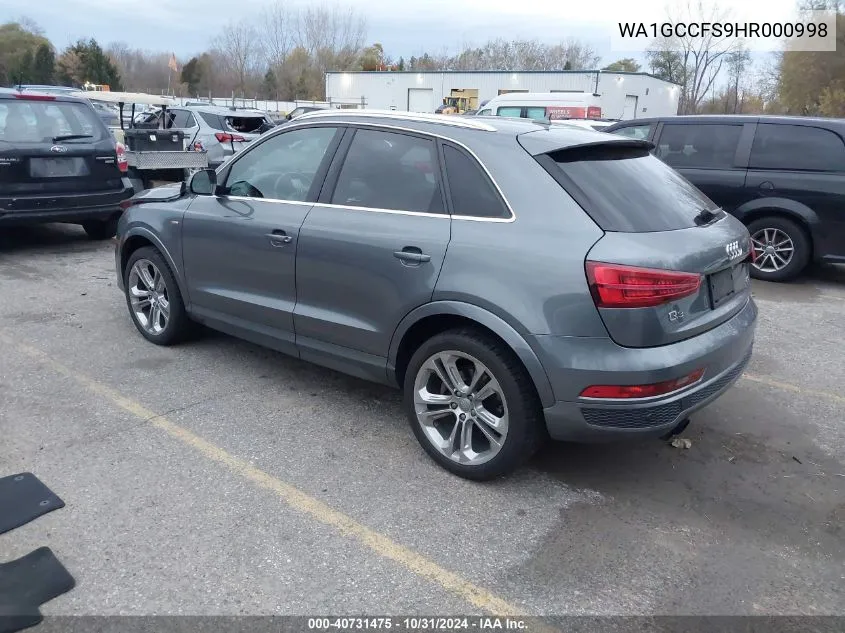 2017 Audi Q3 2.0T Premium VIN: WA1GCCFS9HR000998 Lot: 40731475