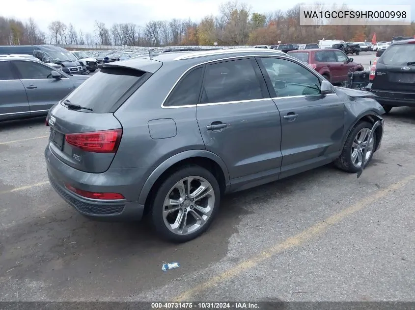 2017 Audi Q3 2.0T Premium VIN: WA1GCCFS9HR000998 Lot: 40731475