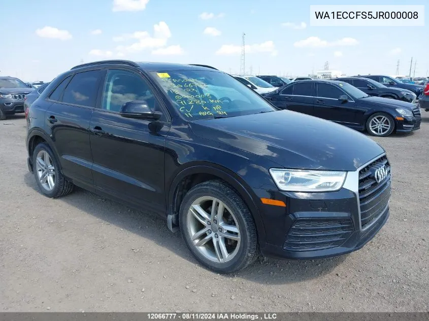 2018 Audi Q3 Premium VIN: WA1ECCFS5JR000008 Lot: 12066777