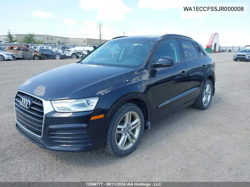 2018 Audi Q3 Premium VIN: WA1ECCFS5JR000008 Lot: 12066777