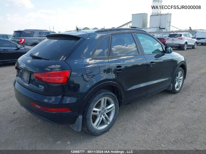 2018 Audi Q3 Premium VIN: WA1ECCFS5JR000008 Lot: 12066777