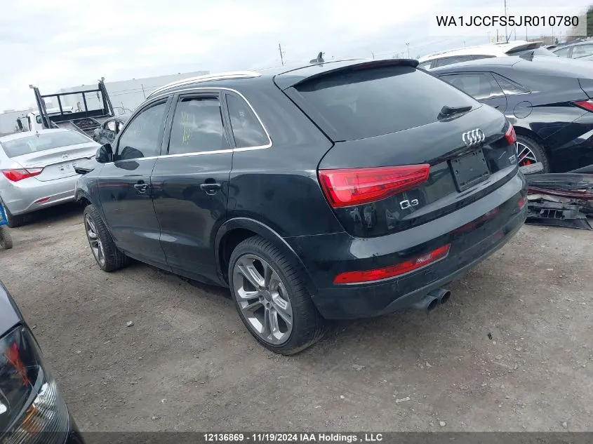 2018 Audi Q3 VIN: WA1JCCFS5JR010780 Lot: 12136869