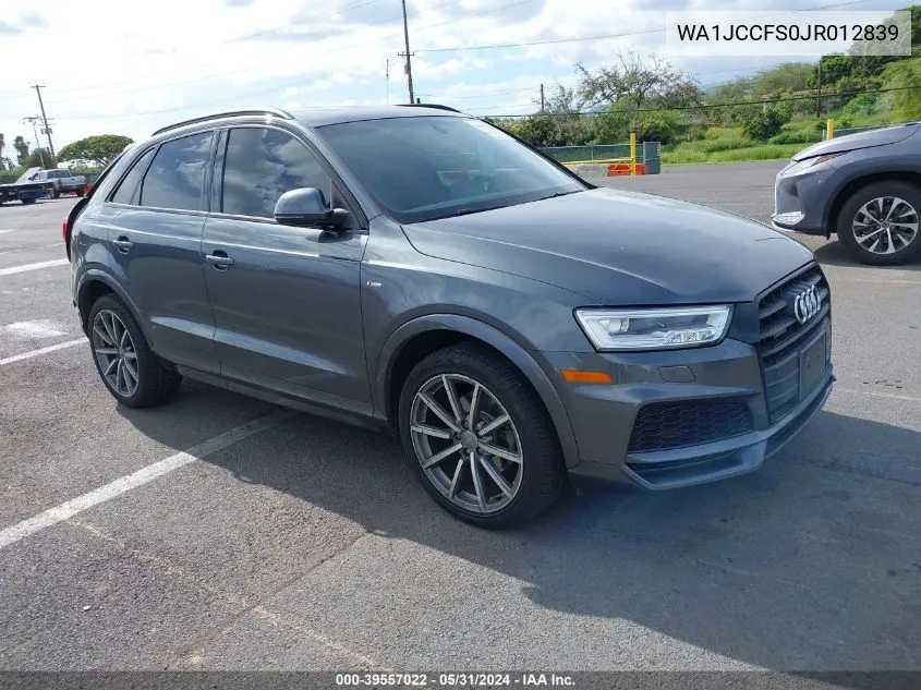 2018 Audi Q3 2.0T Premium/2.0T Sport Premium VIN: WA1JCCFS0JR012839 Lot: 39557022