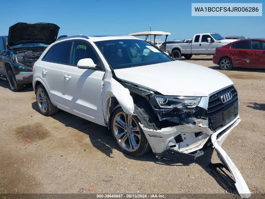 2018 Audi Q3 2.0T Premium/2.0T Sport Premium VIN: WA1BCCFS4JR006286 Lot: 39640687