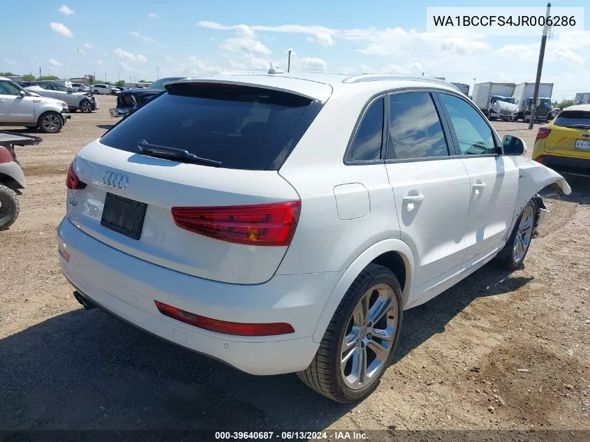 2018 Audi Q3 2.0T Premium/2.0T Sport Premium VIN: WA1BCCFS4JR006286 Lot: 39640687