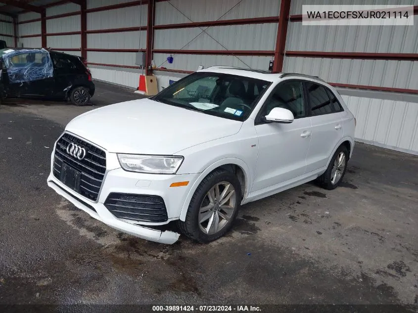 2018 Audi Q3 2.0T Premium/2.0T Sport Premium VIN: WA1ECCFSXJR021114 Lot: 39891424