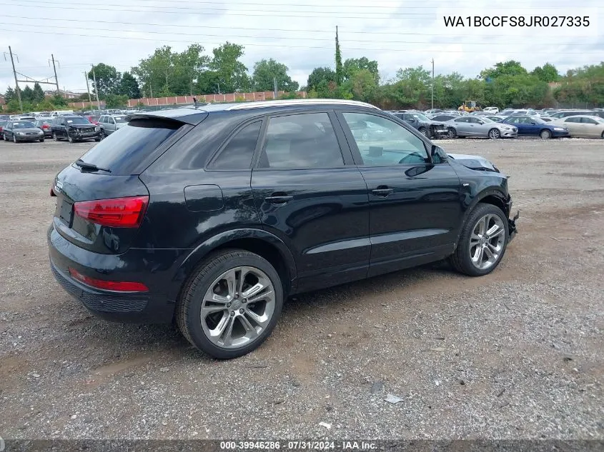 2018 Audi Q3 2.0T Premium/2.0T Sport Premium VIN: WA1BCCFS8JR027335 Lot: 39946286