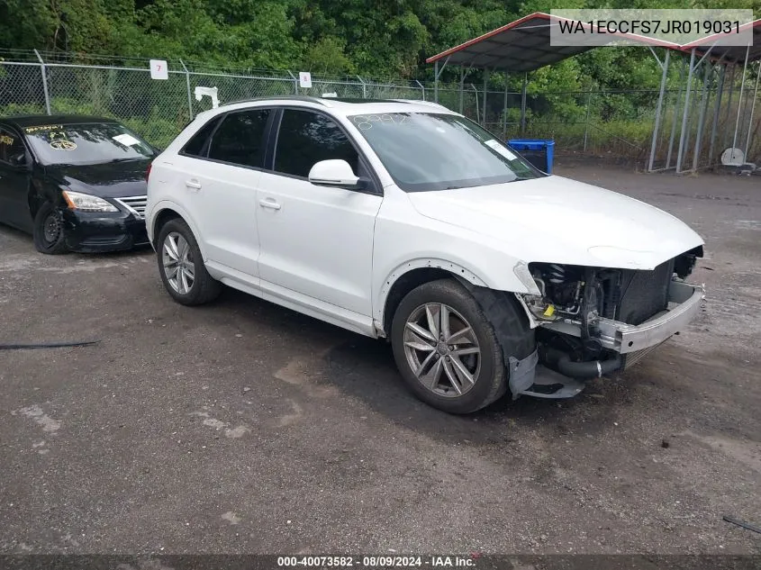 2018 Audi Q3 2.0T Premium/2.0T Sport Premium VIN: WA1ECCFS7JR019031 Lot: 40073582