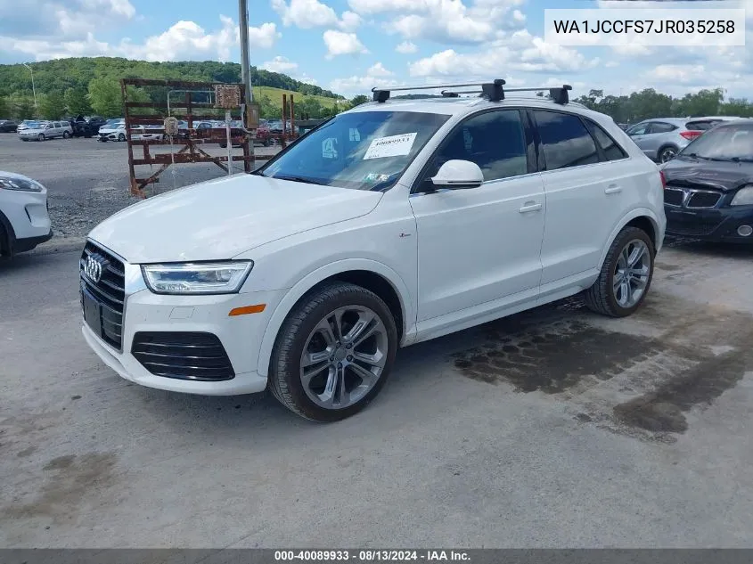 2018 Audi Q3 2.0T Sport Premium VIN: WA1JCCFS7JR035258 Lot: 40089933