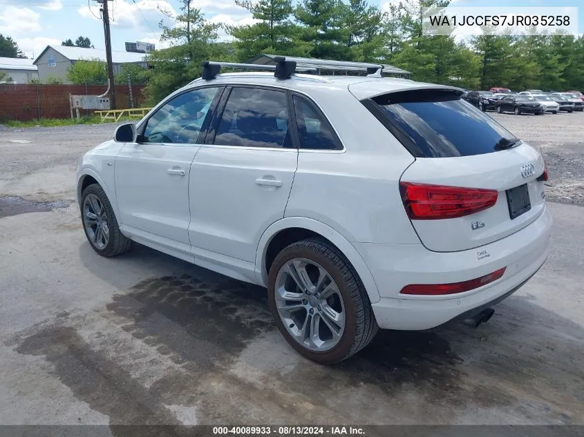 2018 Audi Q3 2.0T Sport Premium VIN: WA1JCCFS7JR035258 Lot: 40089933