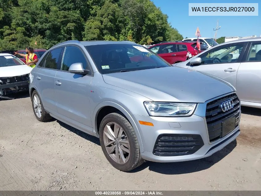 2018 Audi Q3 2.0T Premium/2.0T Sport Premium VIN: WA1ECCFS3JR027000 Lot: 40238058