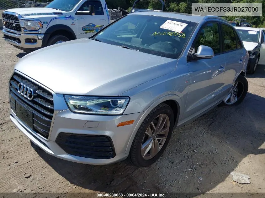 2018 Audi Q3 2.0T Premium/2.0T Sport Premium VIN: WA1ECCFS3JR027000 Lot: 40238058