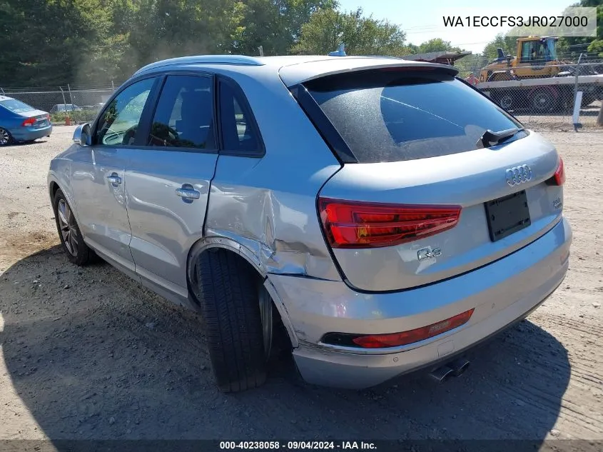 2018 Audi Q3 2.0T Premium/2.0T Sport Premium VIN: WA1ECCFS3JR027000 Lot: 40238058