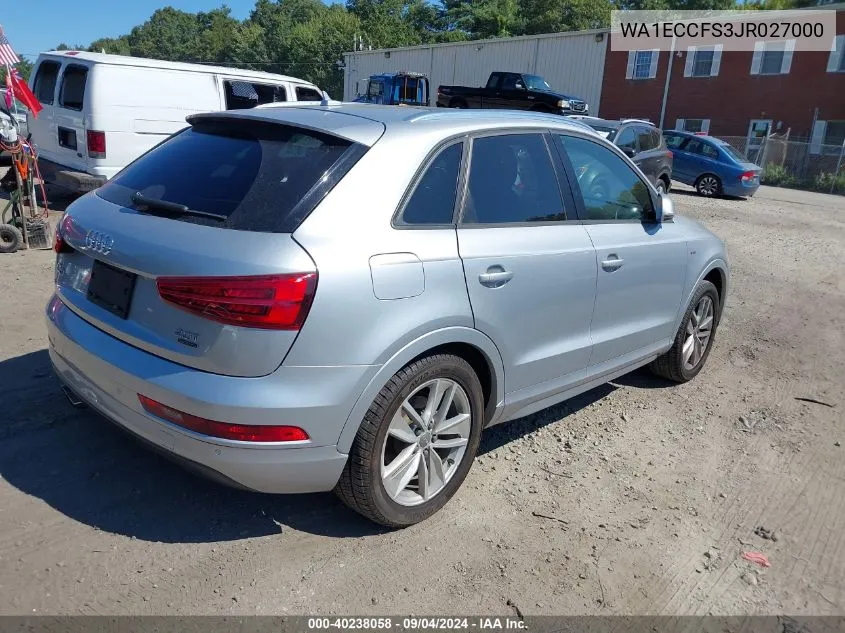 2018 Audi Q3 2.0T Premium/2.0T Sport Premium VIN: WA1ECCFS3JR027000 Lot: 40238058