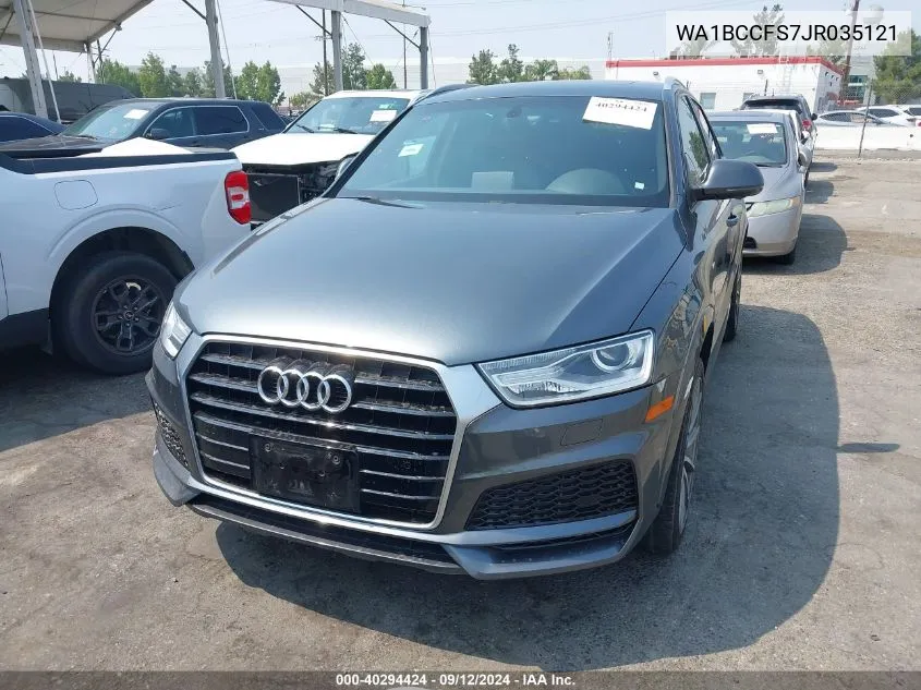 2018 Audi Q3 Premium VIN: WA1BCCFS7JR035121 Lot: 40294424