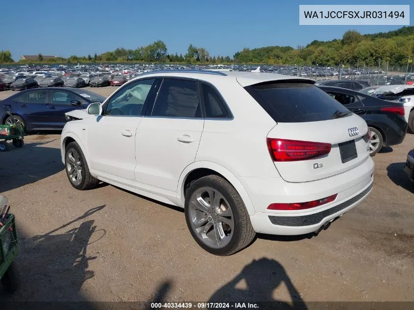 2018 Audi Q3 2.0T Sport Premium VIN: WA1JCCFSXJR031494 Lot: 40334439