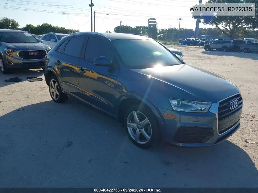 2018 Audi Q3 Premium VIN: WA1BCCFS5JR022335 Lot: 40422735