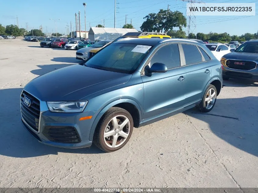 2018 Audi Q3 Premium VIN: WA1BCCFS5JR022335 Lot: 40422735